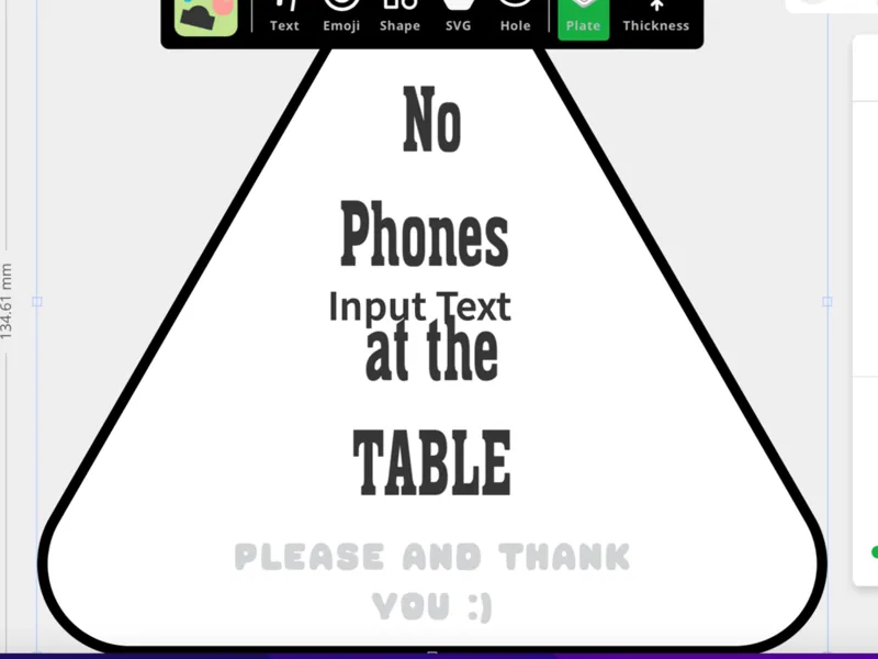 No phones at the table sign