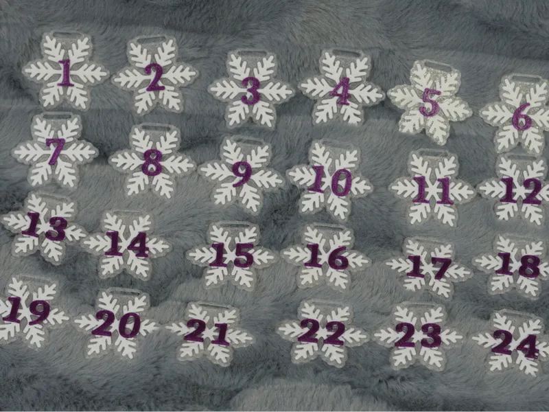 Adventskalender Nummern Anhänger Schneeflocken