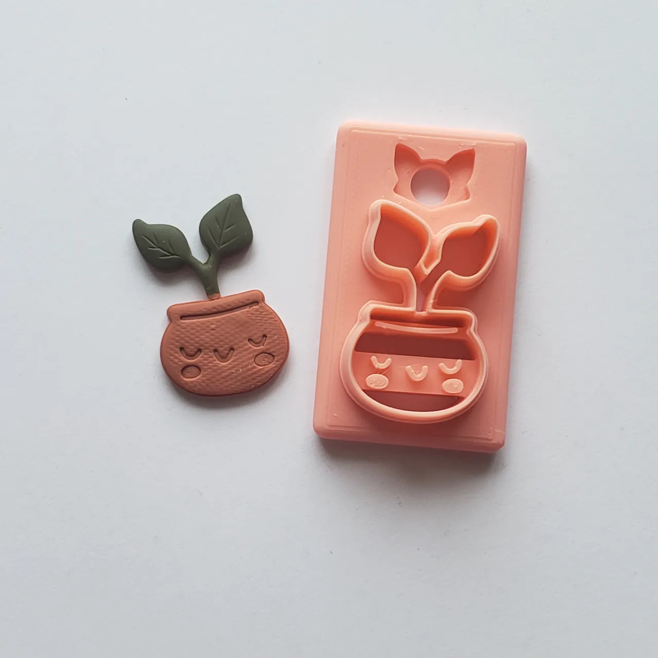 Happy Potted Plant Polymer Clay Earring Cutter view 2