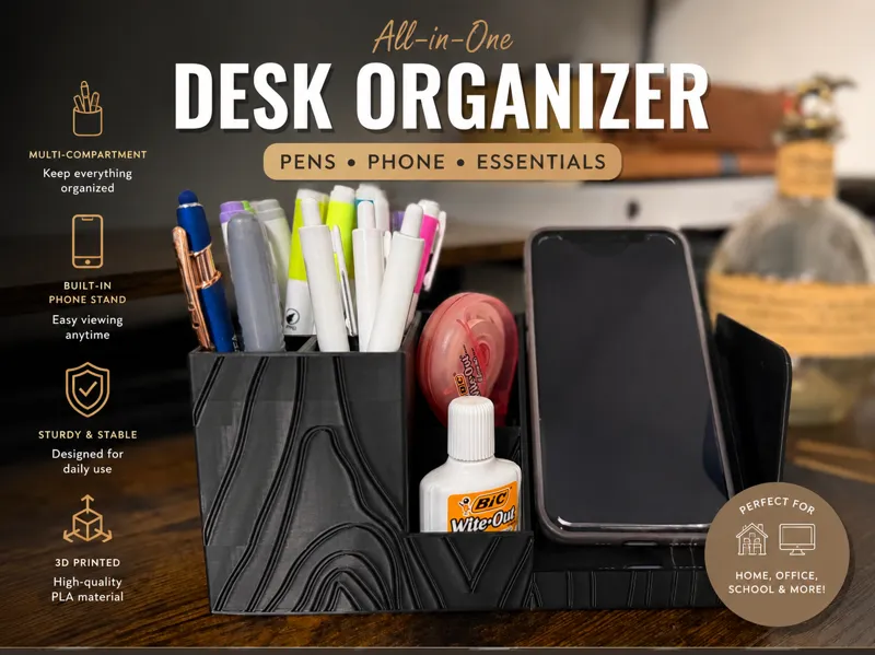 Modern Desk Organizer & Phone Stand