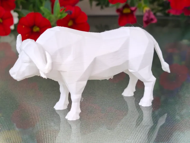 Geometric Low Poly African Buffalo Figurine