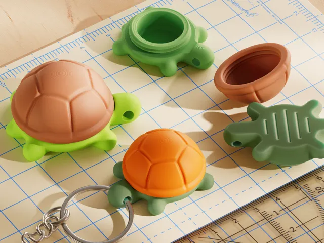Turtle Keychain Container