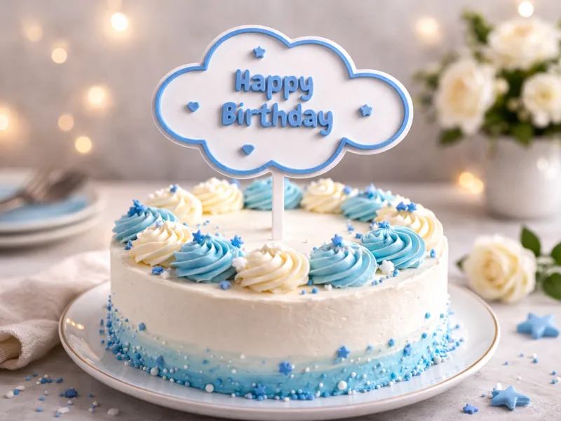 Cake Topper - Happy Birthday - Cloud