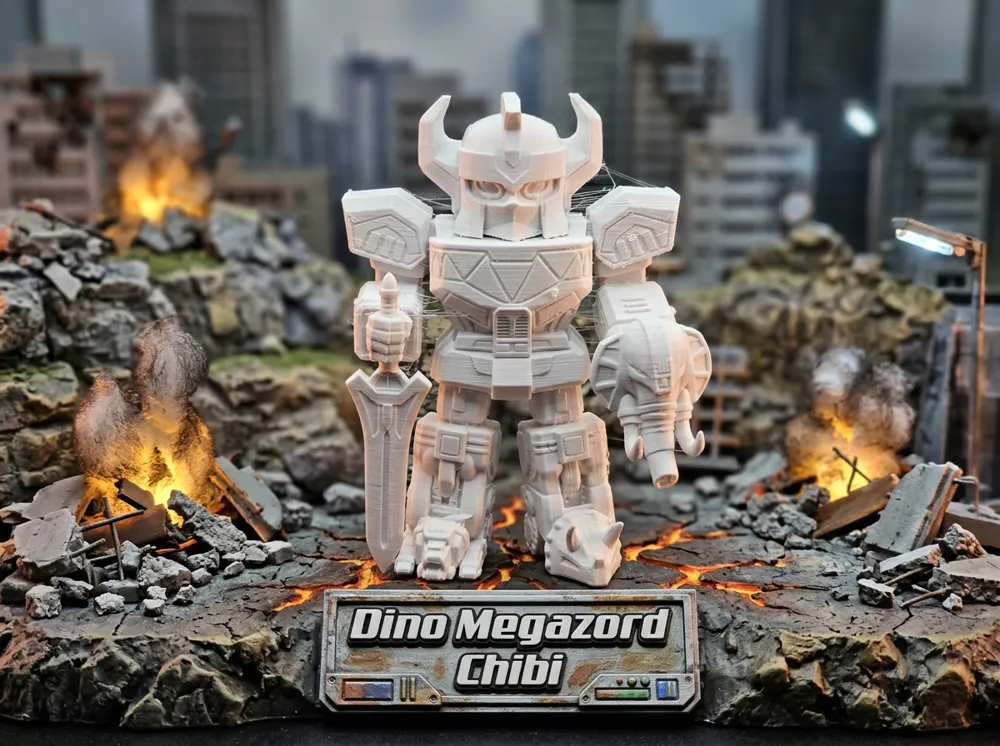 Dino Megazord MMPR Chibi - Modelo de impresión 3D gratuito - MakerWorld