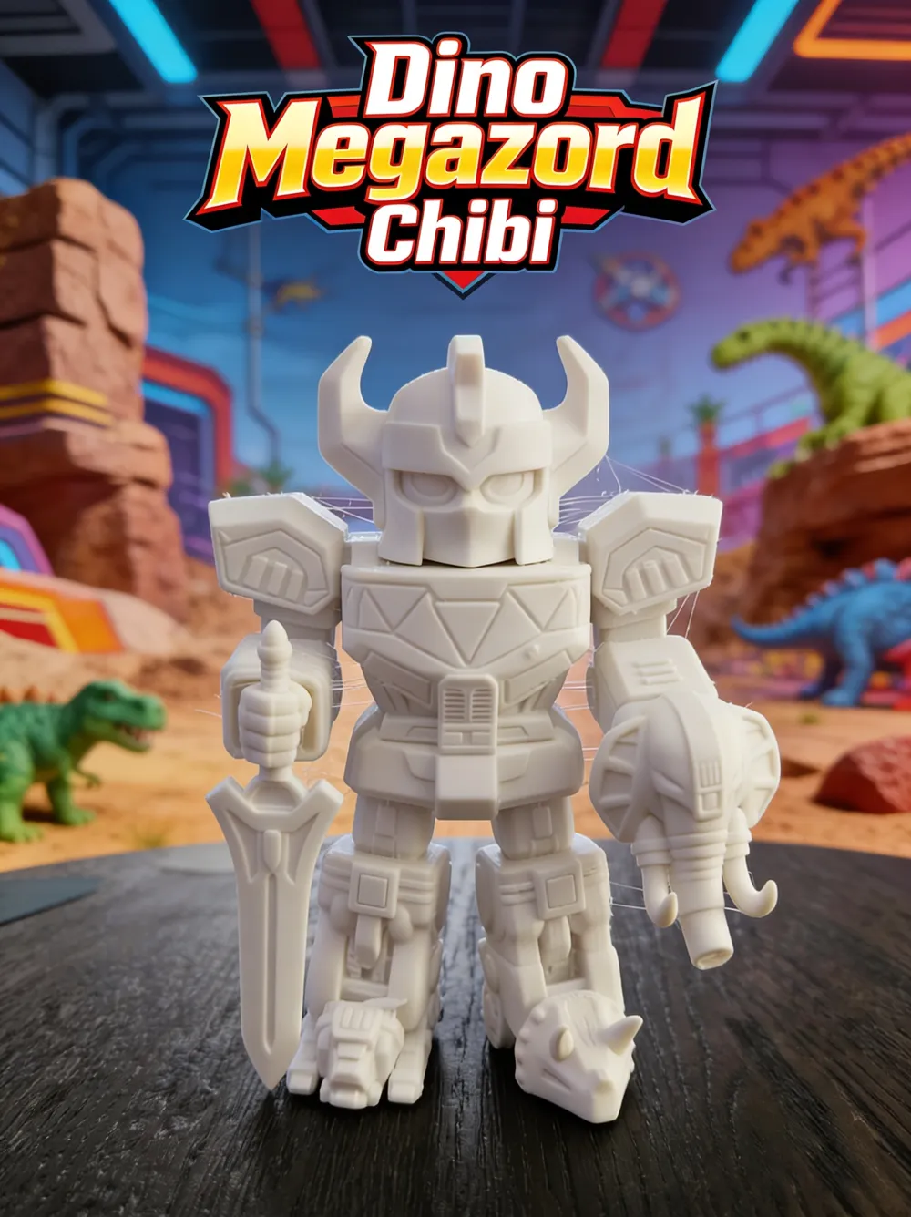 Dino Megazord MMPR Chibi - Modelo de impresión 3D gratuito - MakerWorld