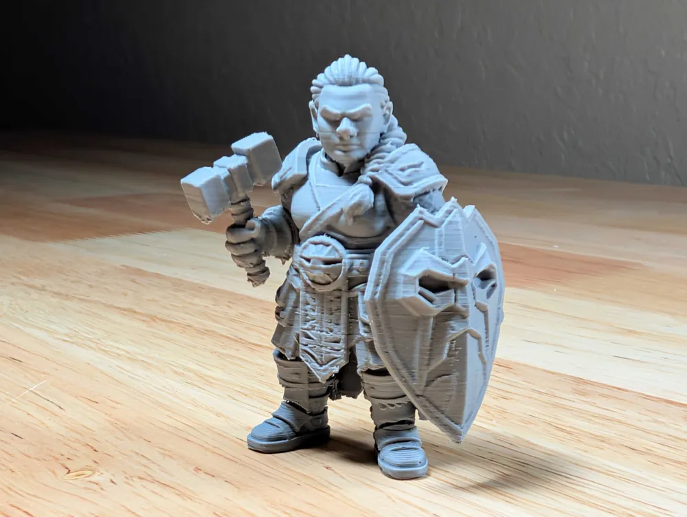 DnD Dwarf Female Fighter w/ Battle Hammer, Shield - Free 3D Print Model ...