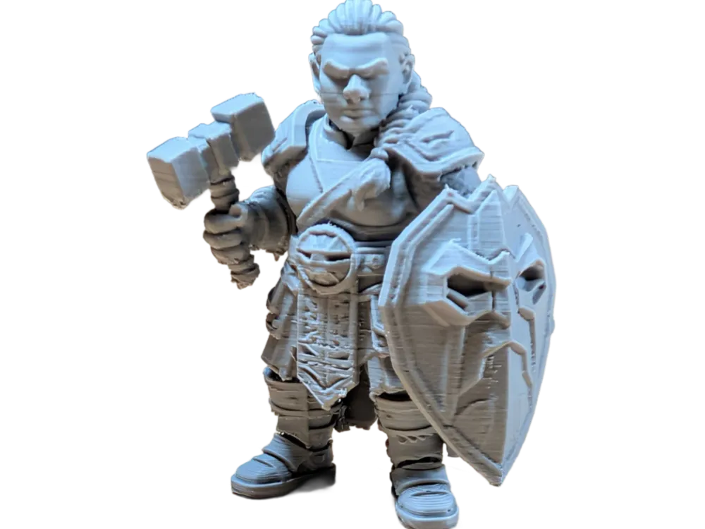 DnD Dwarf Female Fighter w/ Battle Hammer, Shield - Free 3D Print Model ...