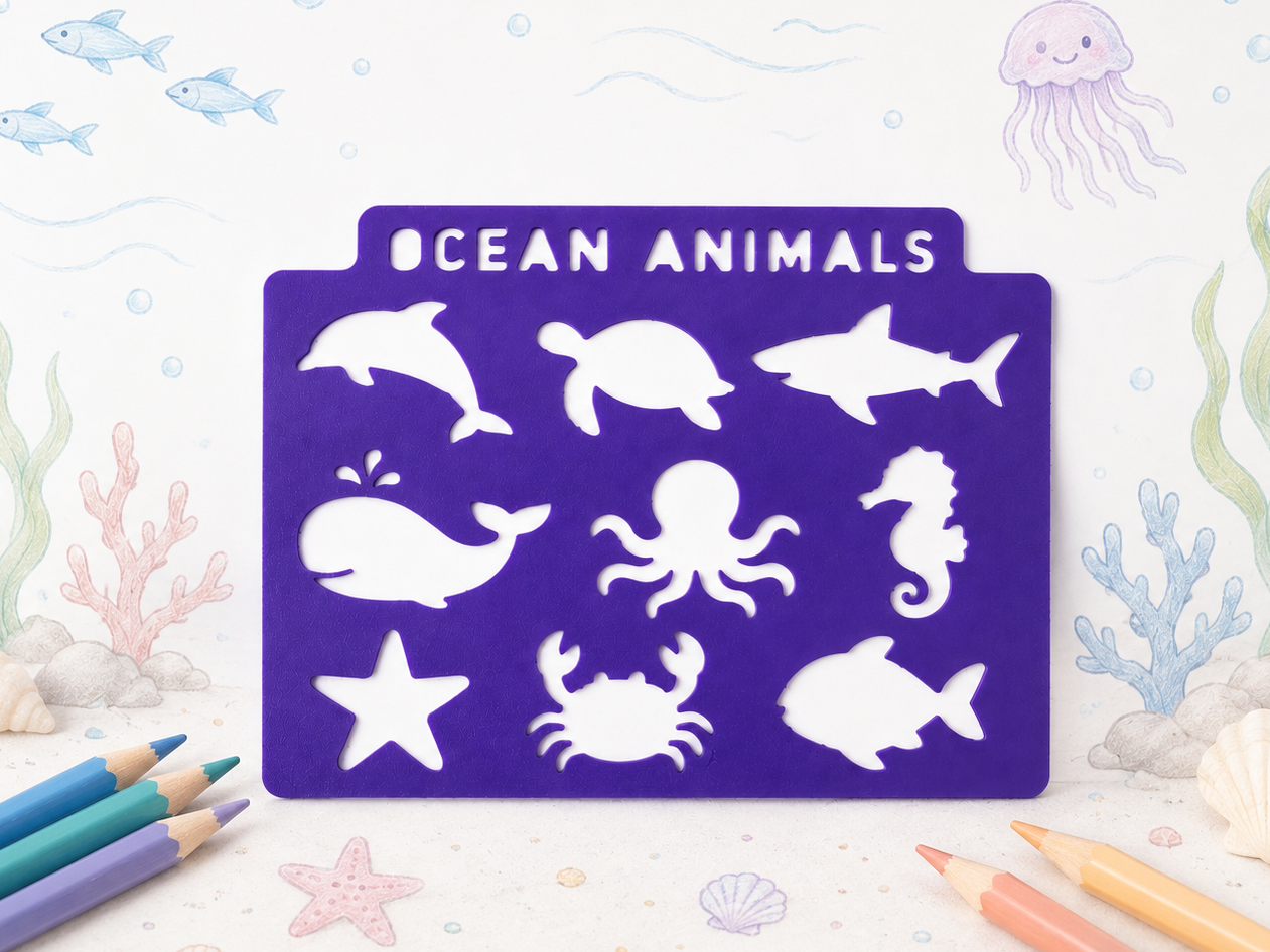 Ocean Animals Stencil for Kids | Tracing Template