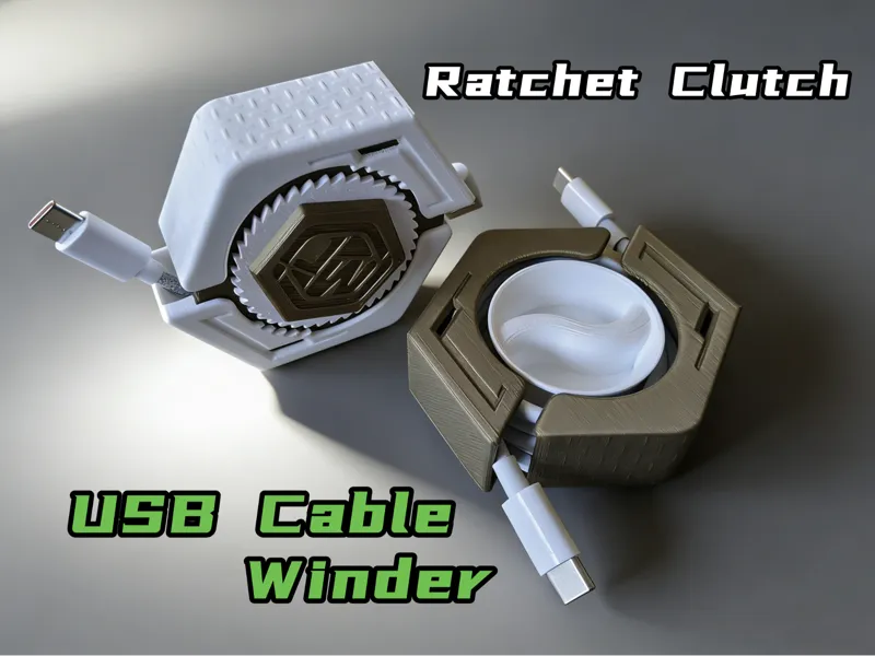 Ratchet Clutch USB Cable Winder [Cyberpunk style]