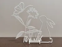 Scène nature minimaliste — lapin et fleurs des champs — photo 2