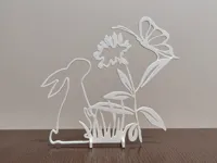 Scène nature minimaliste — lapin et fleurs des champs — photo 3