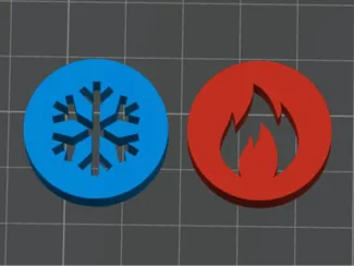 Hot Cold signs for the shower