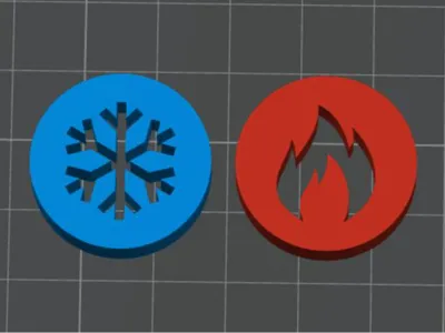 Hot Cold signs for the shower