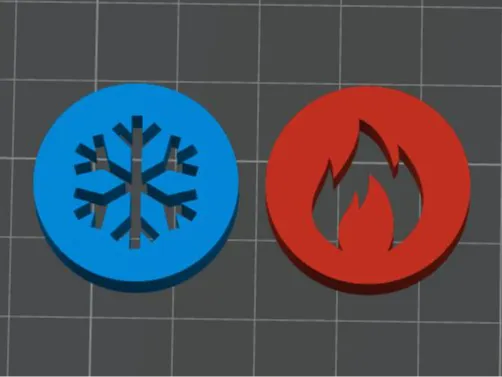 Hot Cold signs for the shower