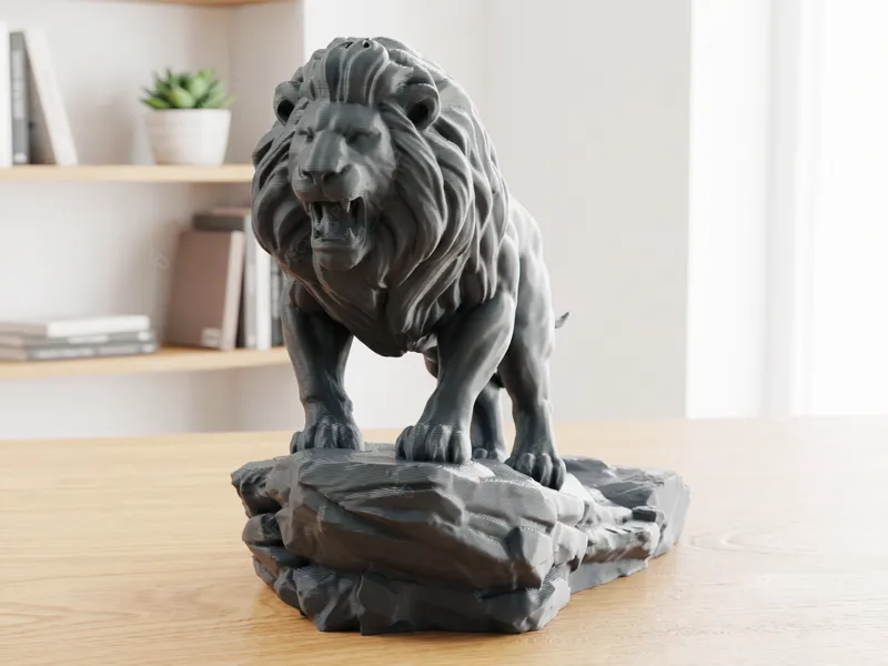 Leon Standing Aggressively Sculpture Figurine #032