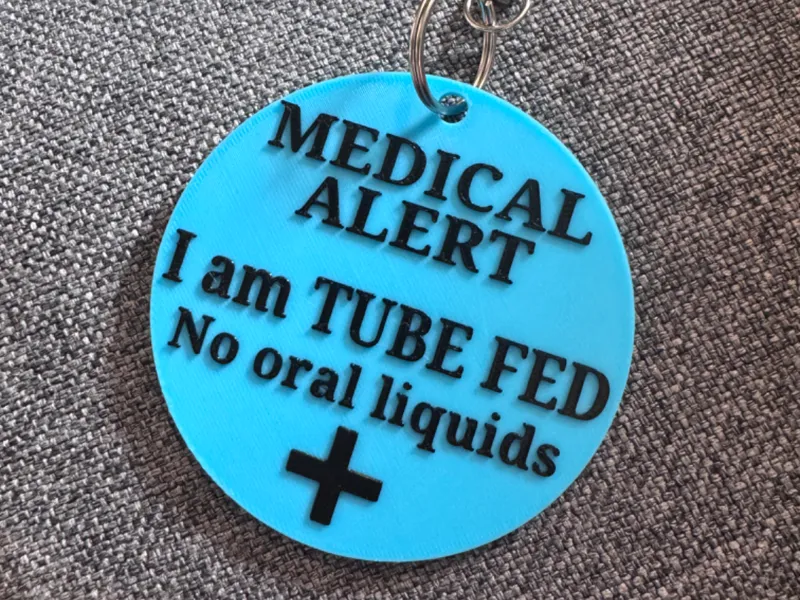Tube fed Medical Alert keychain