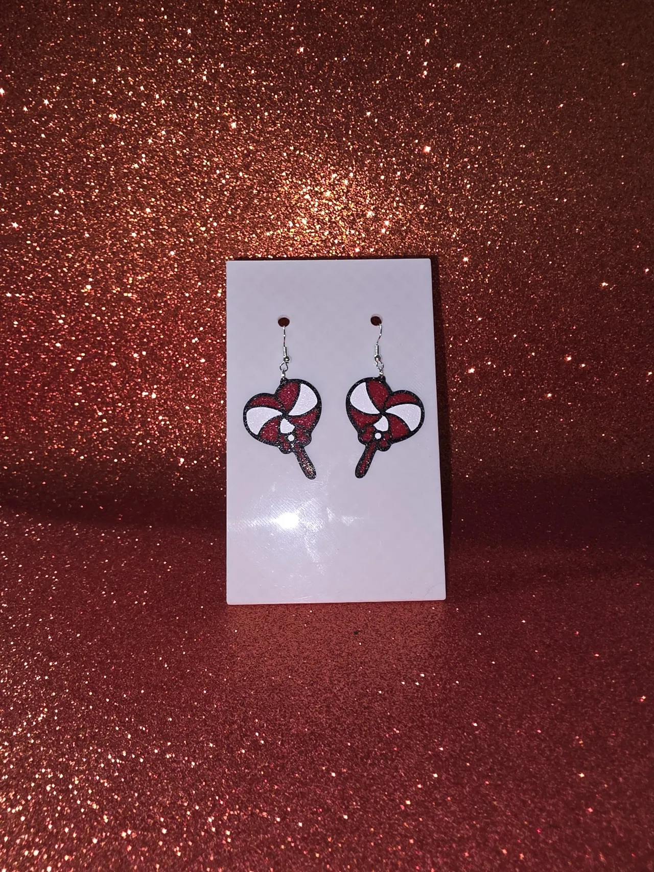 Heart Christmas lollipop earrings view 2