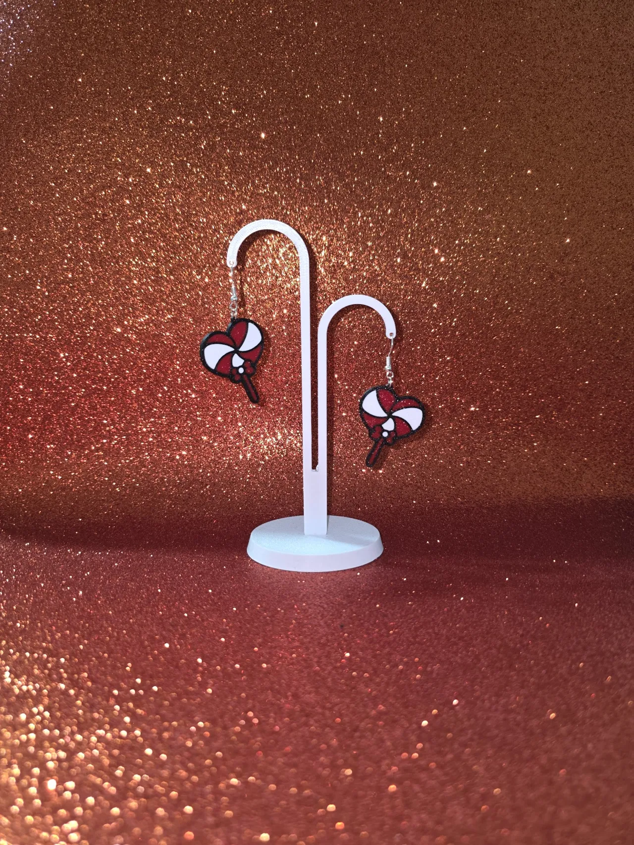 Heart Christmas lollipop earrings view 3