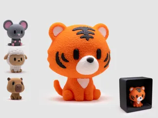 Tiger Figurine & Stand | No AMS | Fuzzy Skin