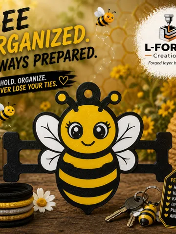 Accesorio para sujetar ligas de cabello: Bumble Bee Hair Tie Holder Keychain — vista de referencia 2