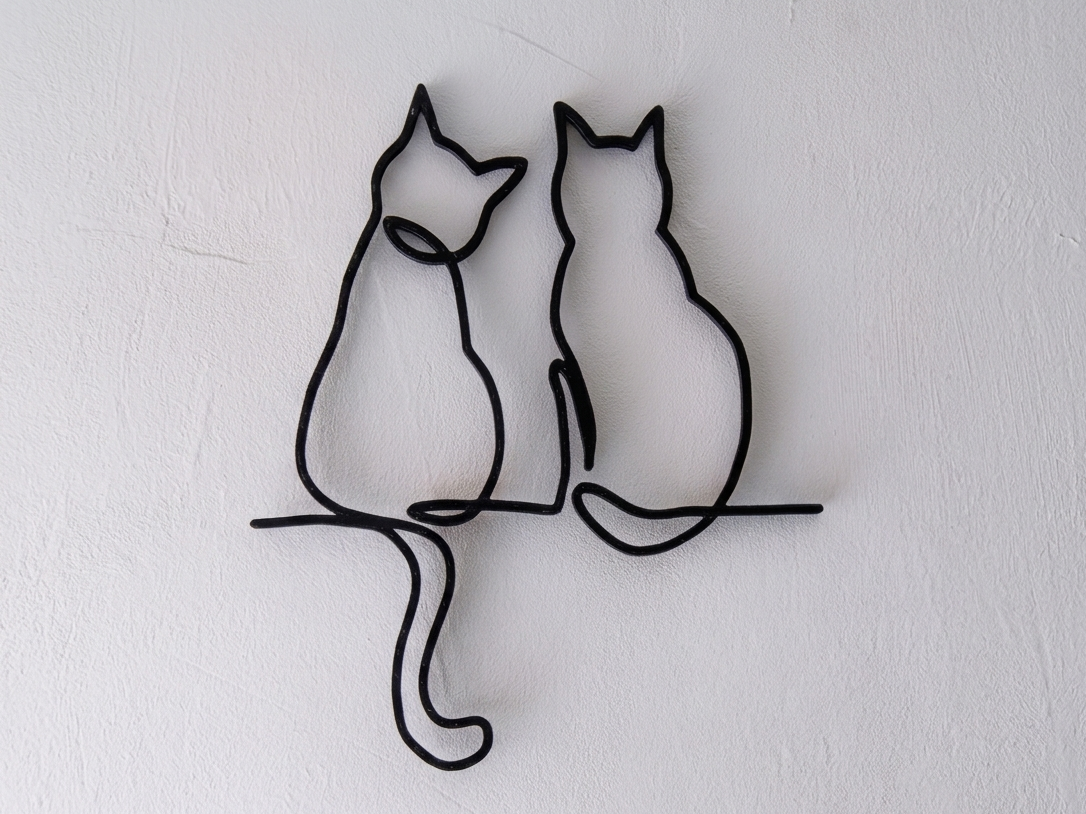 Two Cats — Minimalist Line Art Wall Decor