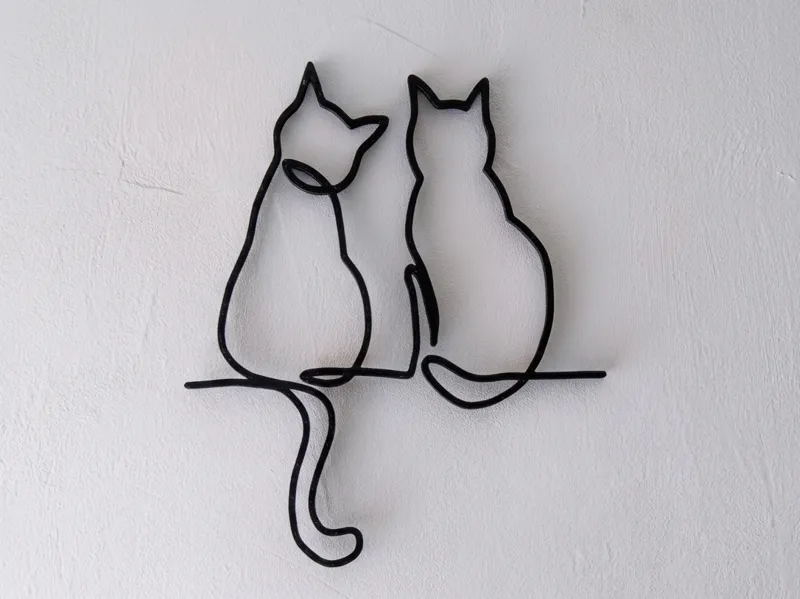 Two Cats — Minimalist Line Art Wall Decor