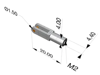 Gabelkopf (clevis) für 20 mm mit "M2- Gewinde"