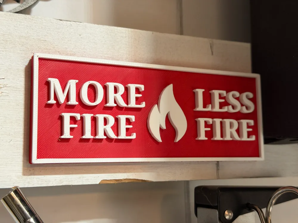 More Fire / Less Fire Sign (Torch + Extinguisher) - Free 3D Print Model ...