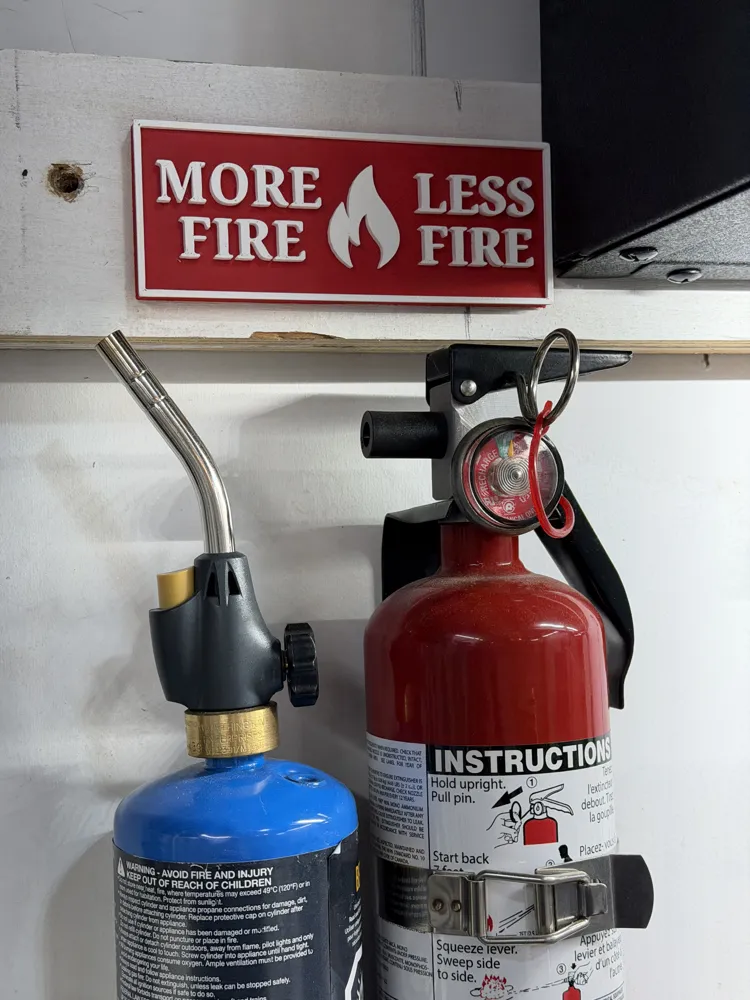 More Fire / Less Fire Sign (Torch + Extinguisher) - Free 3D Print Model ...
