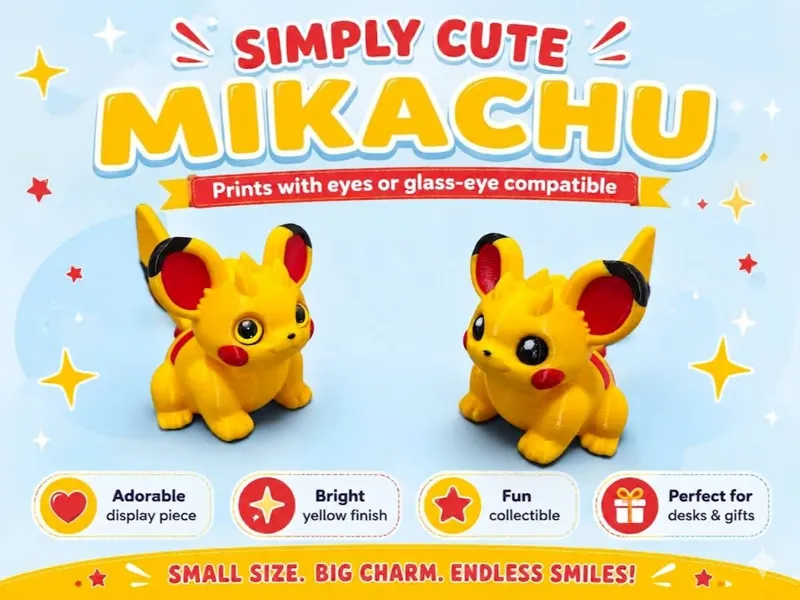 Simply Cute Mikachu - glass eye comapatible