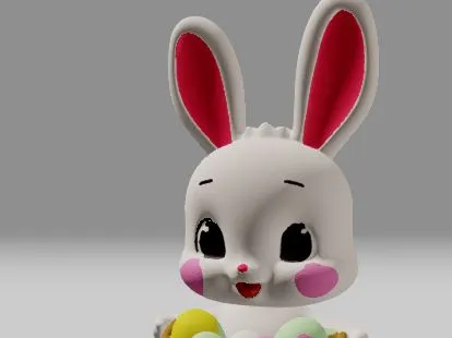 Osterhase mit Korb und Eiern