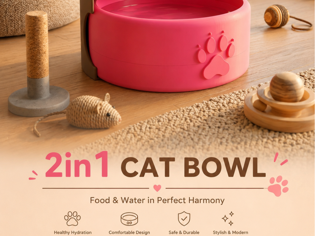 2-in-1 Stackable Cat Bowl  Space-Saving Pet Feeder