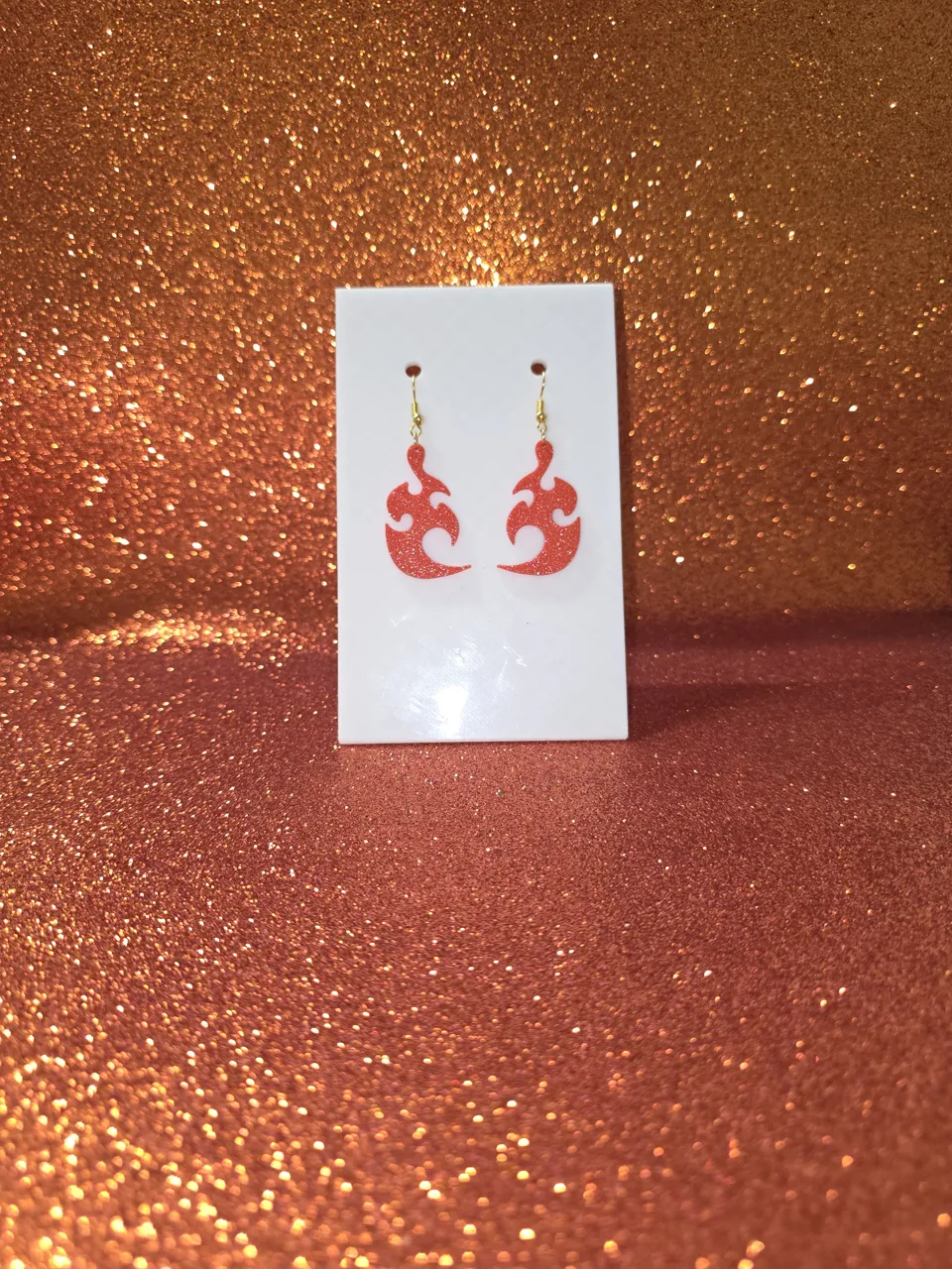 Tribal flame earrings view 2