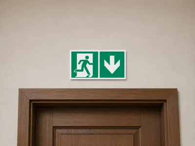 Sign: Emergency Exit Arrow Down
