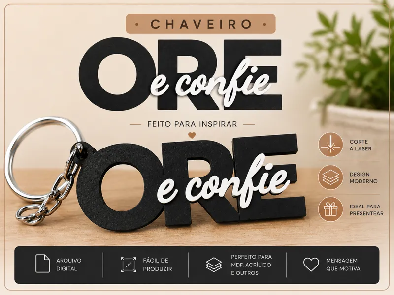 Chaveiro Ore e confie sem AMS