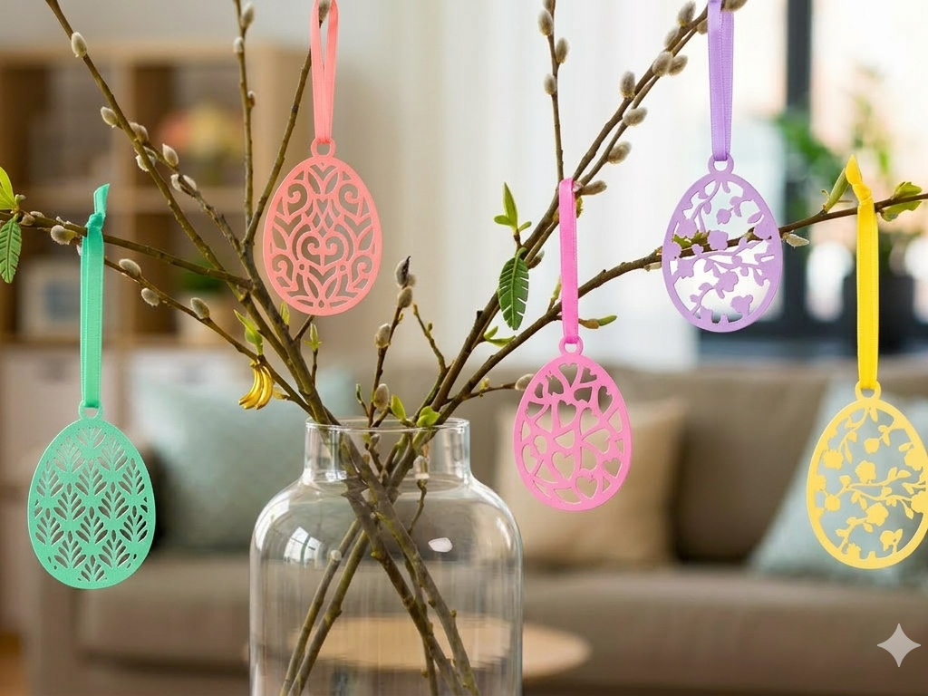 Minimal Elegant Floral Pattern Easter Eggs