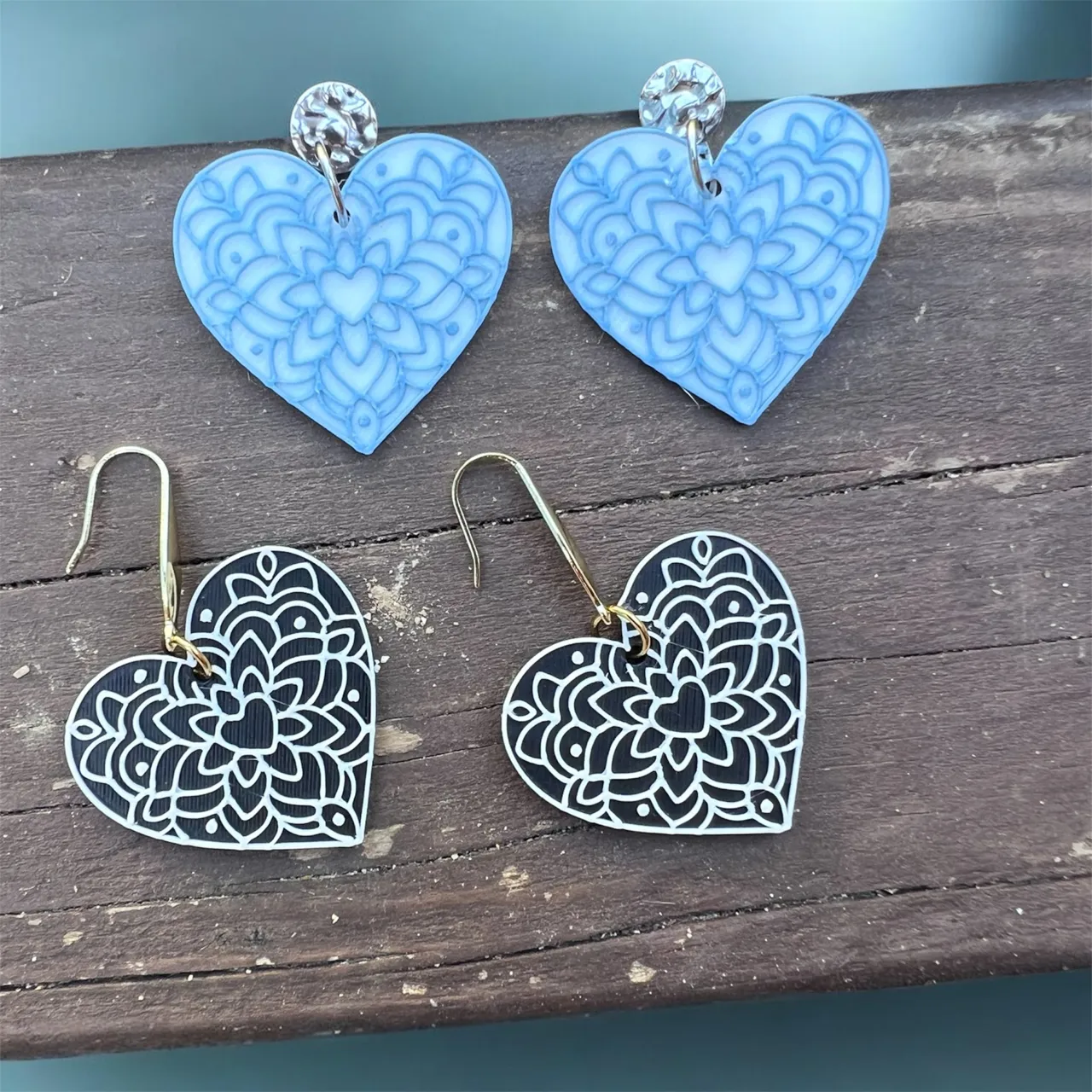 Pendientes corazón mandala view 2