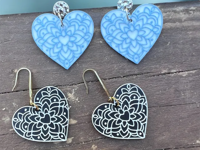Pendientes corazón mandala