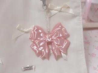 Cute Coquette Bow Bag Charm Girly Keychain