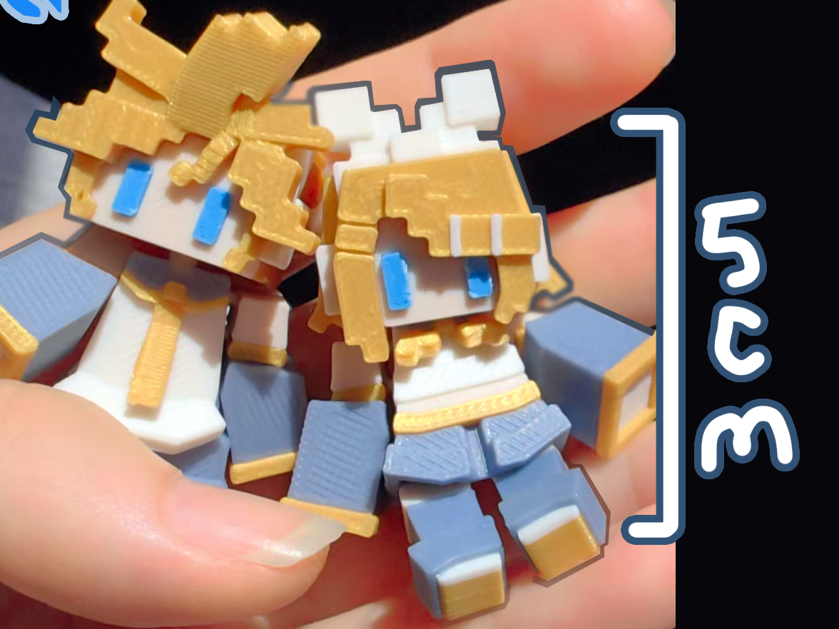 Miniatura 2 do modelo 3D 镜音双子 可动关节 像素风铰链玩偶