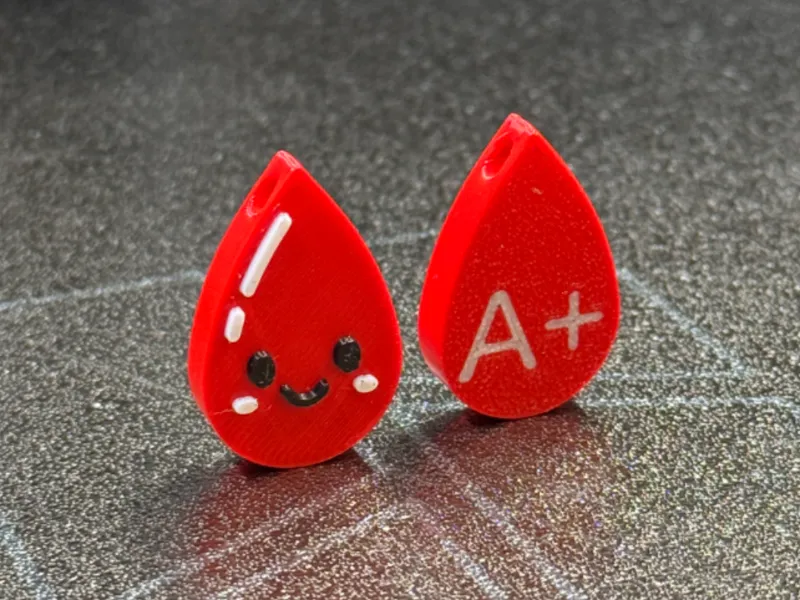 Blood type drop keychain