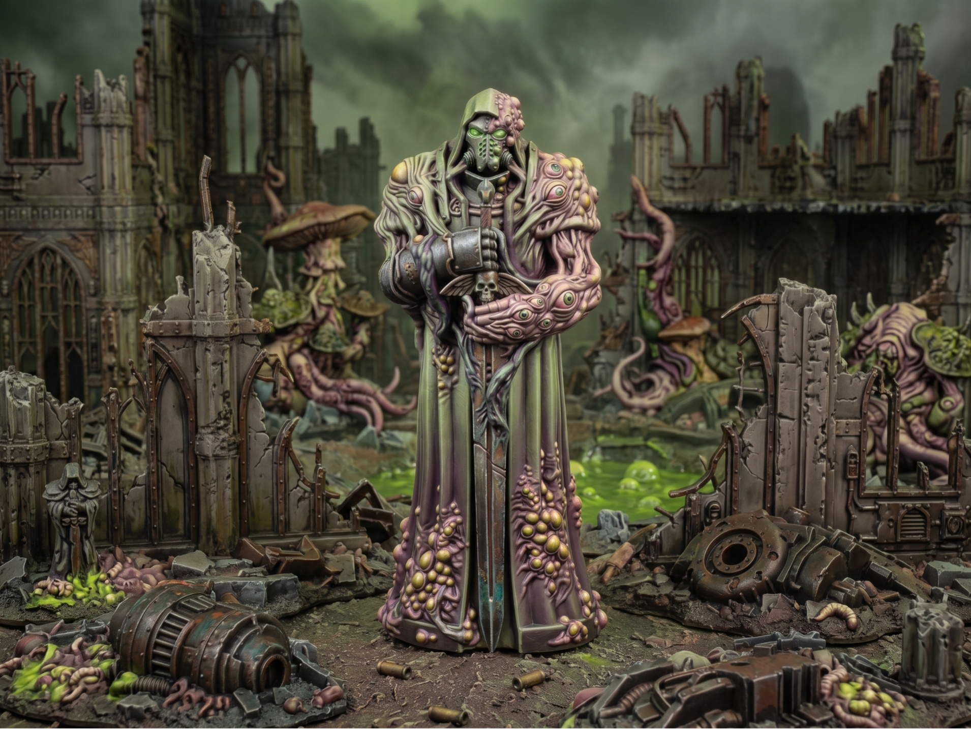 Corrupted Grimdark Hooded Guardian Statue Terrain - 1