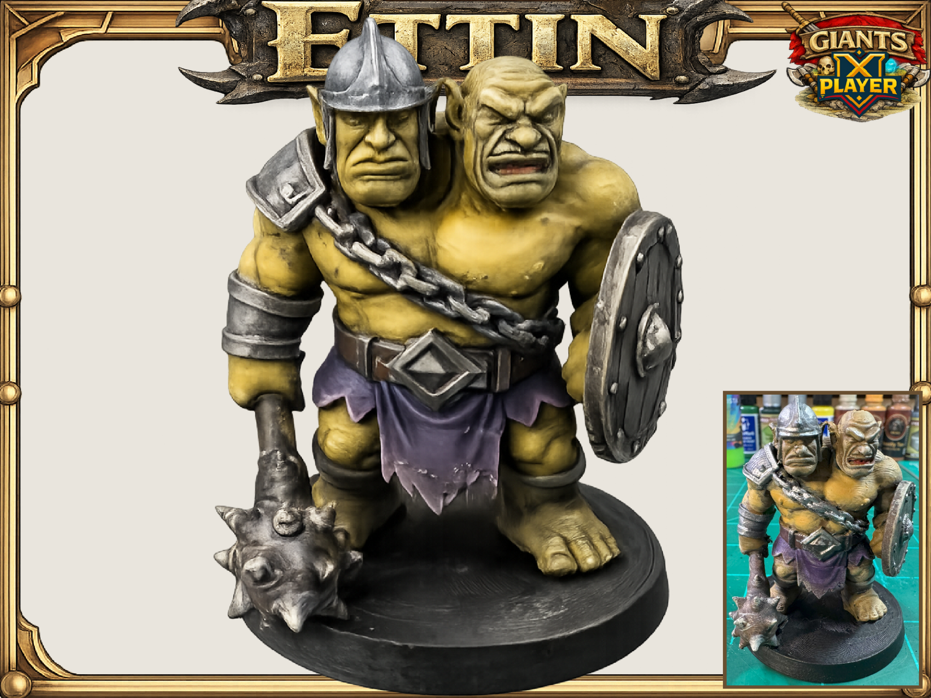 Two-Headed Ettin Giant: DnD D&D Pathfinder Mini