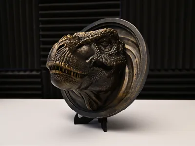 T-Rex Dinosaur Head Wall Relief - Prehistoric Art