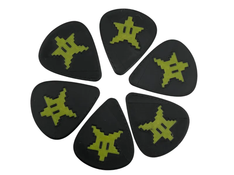 Guitar Pick with Pixel Art Star