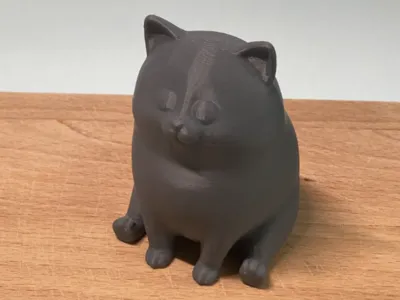 Fat Cat Figurine - Stylized Sitting Model