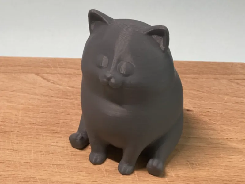 Fat Cat Figurine - Stylized Sitting Model