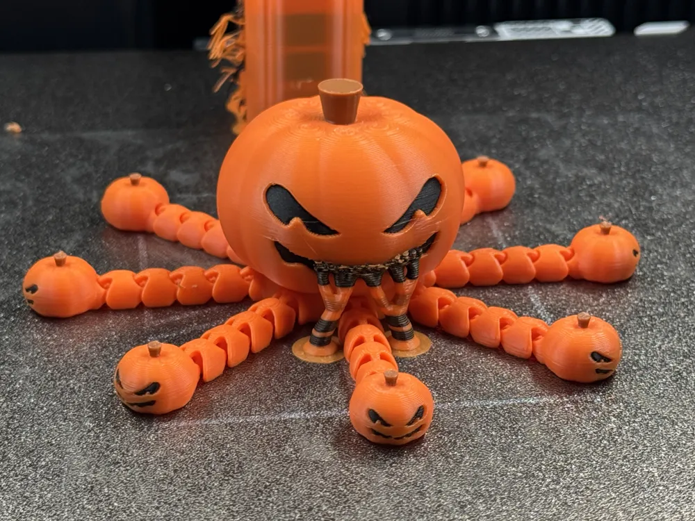 Pumpkinpus Flexi Pumpkin Octopus - Free 3D Print Model - MakerWorld