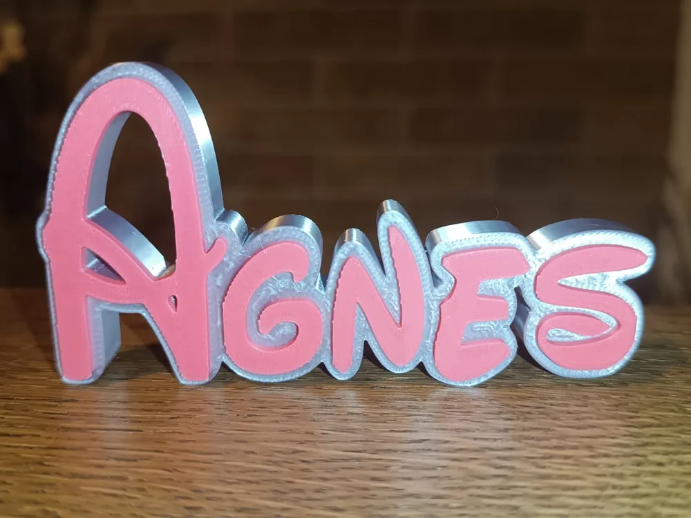 Sign Agnes Disney Name Sign Agnes Kid Room Wall Decor Tag - Free 3D Print Model ...