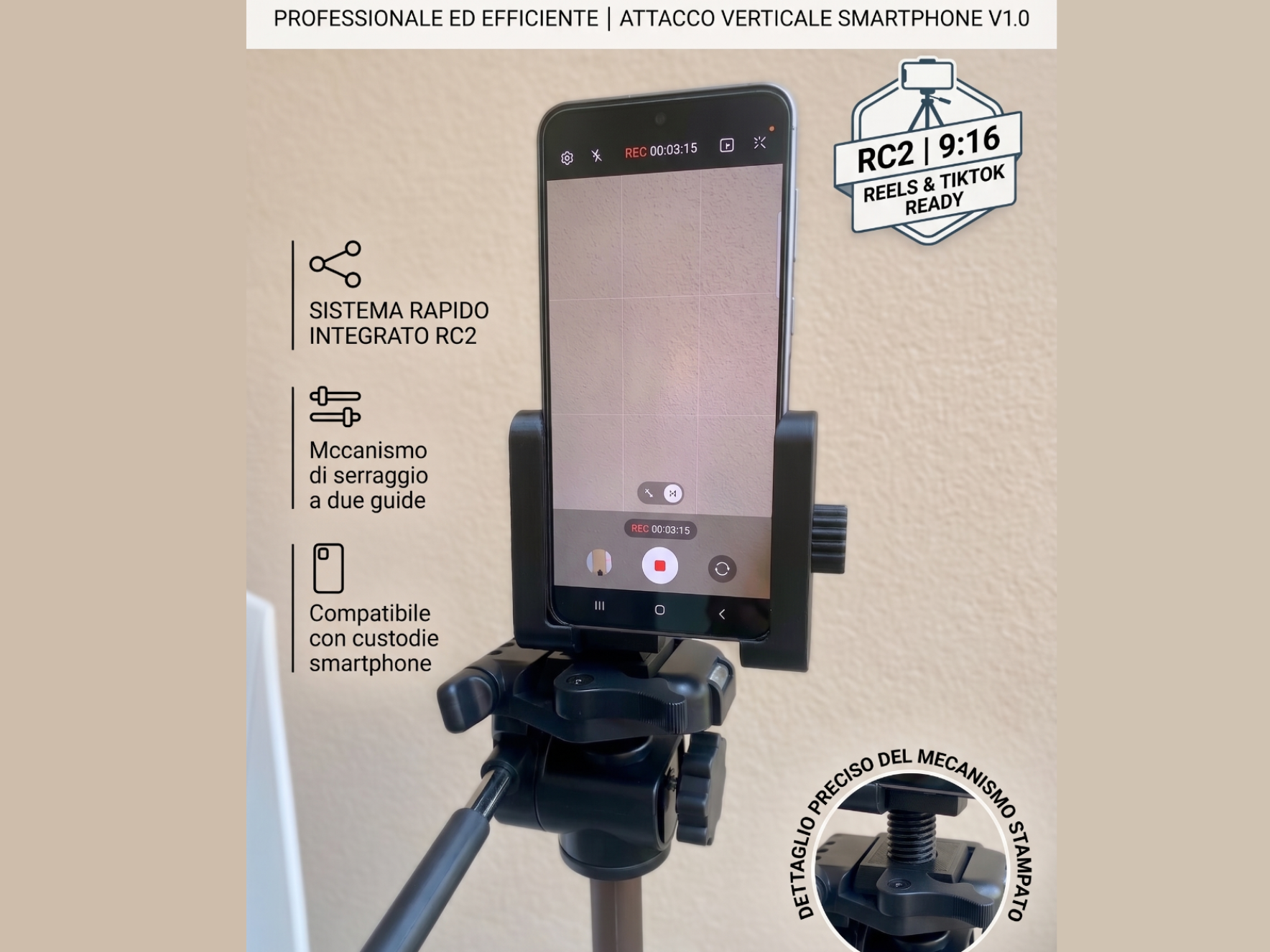 Attacco Manfrotto Verticale Universale Telefono 